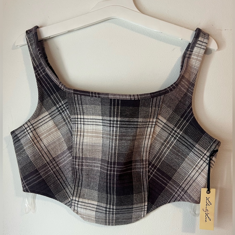 Liberty Love Plaid Corset Bustier Cropped Tank Top